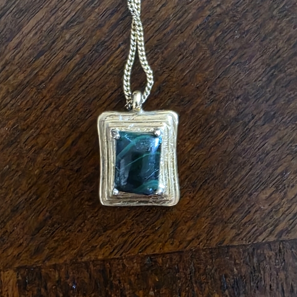 Aureum 18k Goldplated Sterling Silver Necklace Malachite Pendent 1
